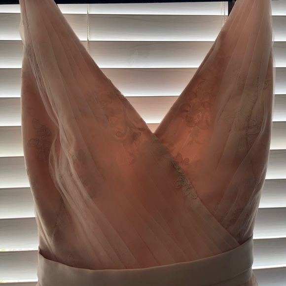 White by Vera Wang Tulle Surplice Bridesmaid Dress with Sash - Blush - 24 - Picture 5 of 10